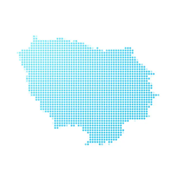 Vector illustration of Ile-de-France map in blue dots on white background