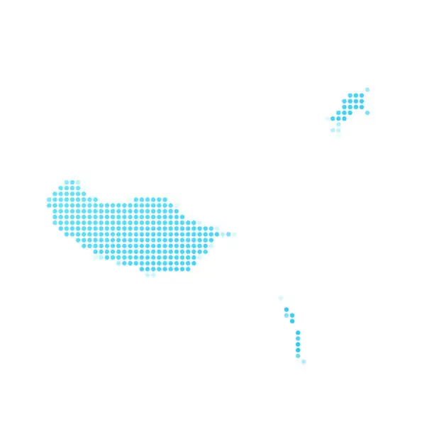 Vector illustration of Madeira Islands map in blue dots on white background