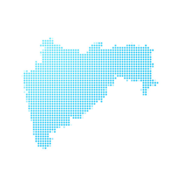 illustrazioni stock, clip art, cartoni animati e icone di tendenza di mappa del maharashtra in punti blu su sfondo bianco - maharashtra