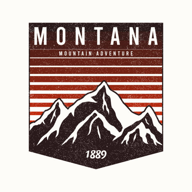 Montana State t-shirt design with mountains and slogan. Typography graphics for tee shirt with grunge. Montana apparel print. Montana State t-shirt design with mountains and slogan. Typography graphics for tee shirt with grunge. Montana apparel print. Vector. pics of a letter t in cursive stock illustrations