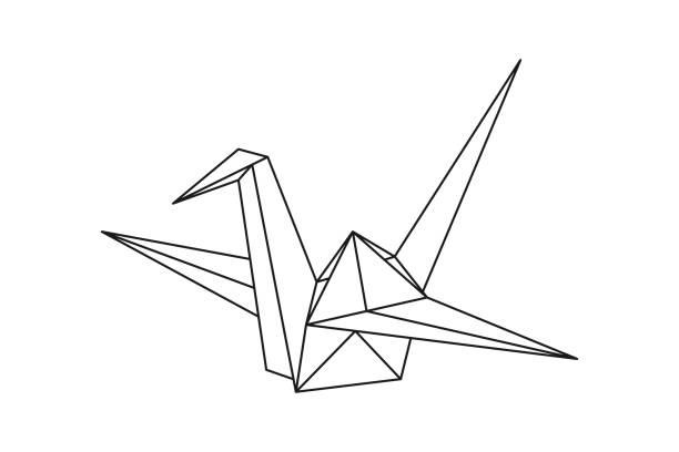 Origami paper crane bird. Geometric line shape for art of folded paper. Japanese origami. Vector Origami paper crane bird. Geometric line shape for art of folded paper. Japanese origami. Vector illustration. origami cranes stock illustrations