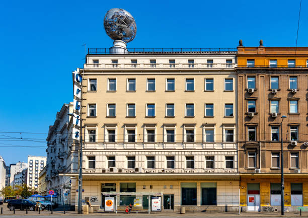 Historic Bracka 16 Orbis communist office building at Bracka street in Warsaw, Poland Warsaw, Poland - June 28, 2020: Historic Bracka 16 Orbis communist office building at Bracka street and Aleje Jerozolimskie avenue in Srodmiescie downtown district orbis stock pictures, royalty-free photos & images