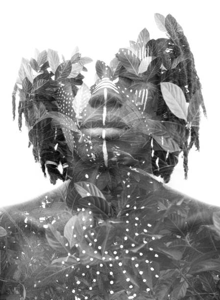 istock A young man's black and white double exposure portrait 1300863016