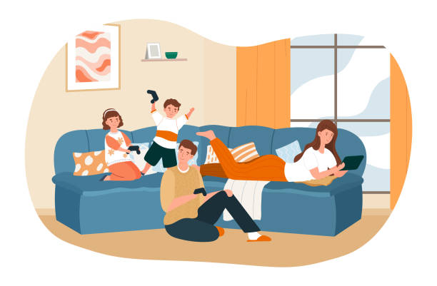 4,705 Family Living Room Illustrations & Clip Art - iStock | Family with  dog in living room, Living room, Family home