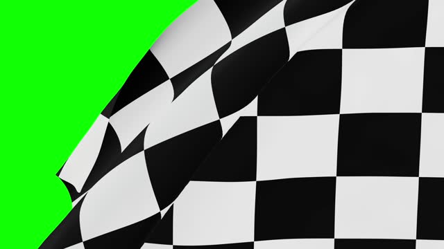 Chequered flag over greenscreen for video transition. 3d rendering