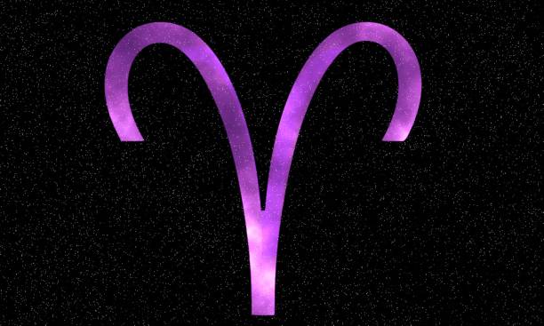 istock Aries zodiac sign on a black space background 1300878603