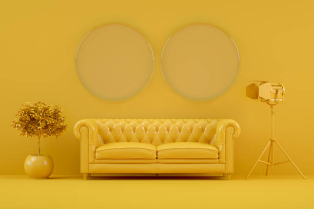 istock 3D Indoor, living room, sofa and empty glass frame 1300879186