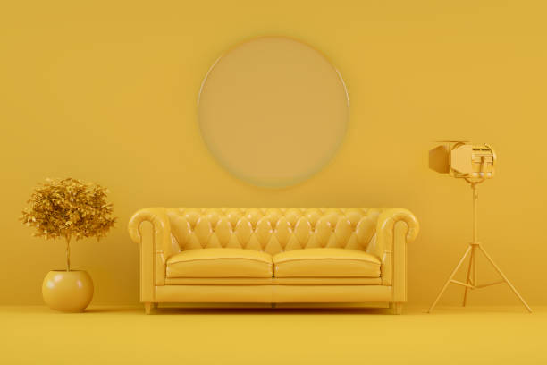 istock 3D Indoor, living room, sofa and empty glass frame 1300879209