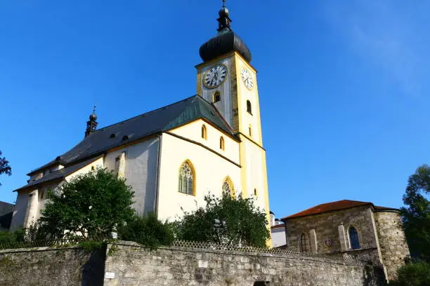 August 08, 2018, Waidhofen an der Ybbs: Historic buildings in the old town of Waidhofen an der Ybbs in Lower Austria