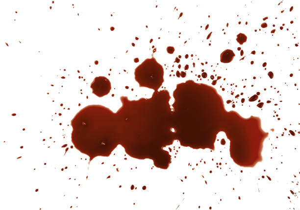 Wet brown coffee stains and drops on white Close up brown coffee blob drops and wet stains isolated on white background splattered blood stock pictures, royalty-free photos & images