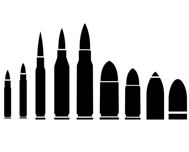 bullet-set-symbol, logo isoliert auf weißem hintergrund - patrone stock-grafiken, -clipart, -cartoons und -symbole
