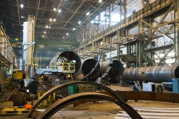 istock Plant for the production of metal structures 1300884599