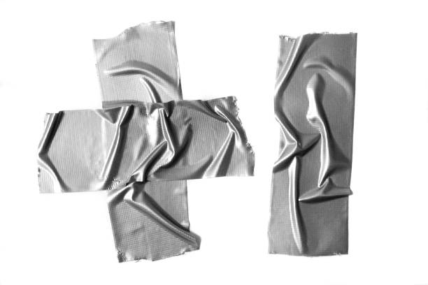 Set of various Reinforced gray tape on a white background