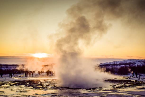 istock steam out of a hot spring in winter scenario 1300885876