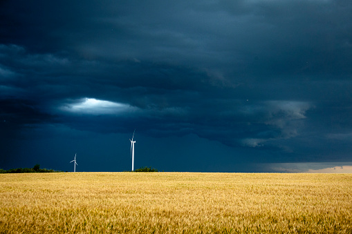 Ominous Storm Clouds Prairie Summer wind farm