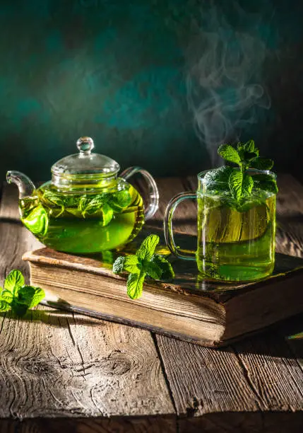 Moroccan Mint Tea, Northern Africa Maghrebi mint tea with green tea and Nana spearmint