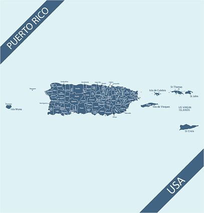 Highly detailed downloadable and printable map of Puerto Rico territory for web banner, mobile, smartphone, iPhone, iPad applications and educational use. The map is accurately prepared by a map expert.