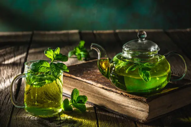 Moroccan Mint Tea, Northern Africa Maghrebi mint tea with green tea and Nana spearmint