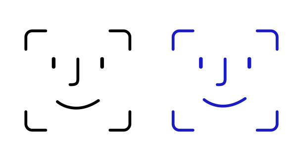 ikona id obličeje. systém rozpoznávání obličeje se podepisuje na bílém pozadí. vektor. - biologie fotky stock ilustrace