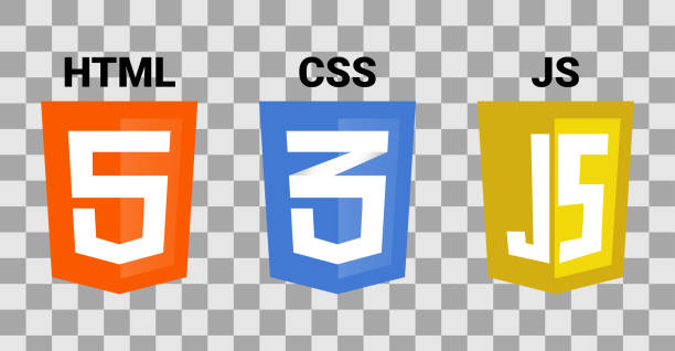 illustrazioni stock, clip art, cartoni animati e icone di tendenza di icone del programma css3 e javascript html5 su sfondo trasparente. - html