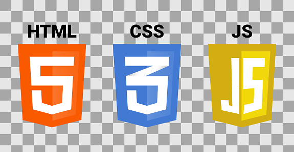 HTML5 CSS3 and JavaScript program icons on transparent background.Stock-Vector