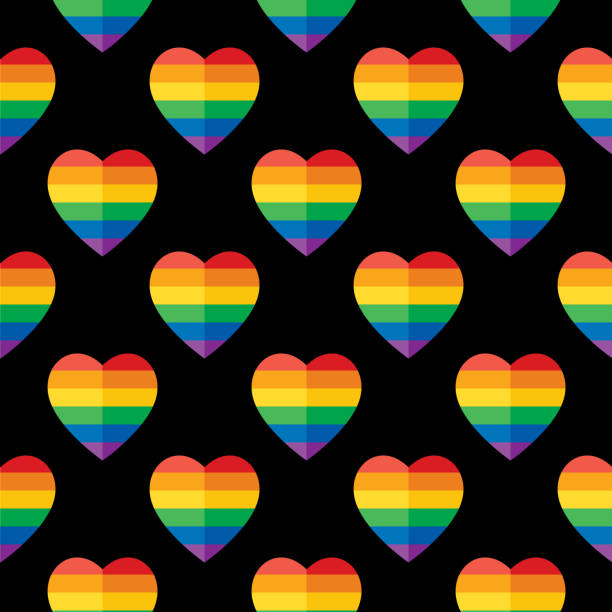 ilustrações de stock, clip art, desenhos animados e ícones de folded paper rainbow hearts seamless pattern - gay pride spectrum backgrounds textile