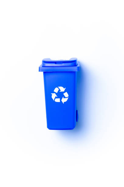istock Bin icon. Container for disposal garbage waste and save environment. Blue dustbin for recycle paper trash isolated on white background. 1300893157