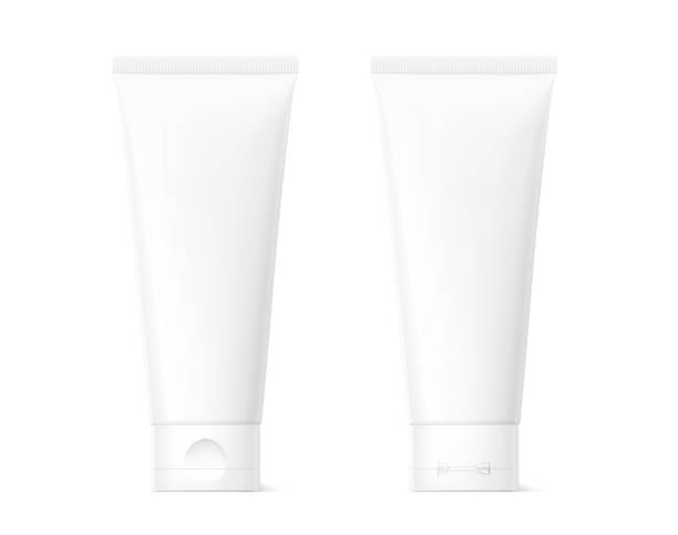 istock Blank plastic tube mockup for cosmetics with cap. Front and rear view. 1300894360