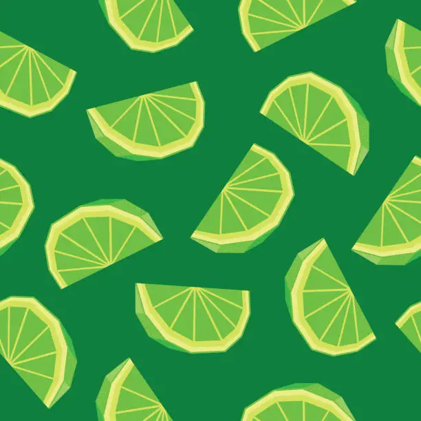 Vector illustration of Lime Slices Seamless Pattern