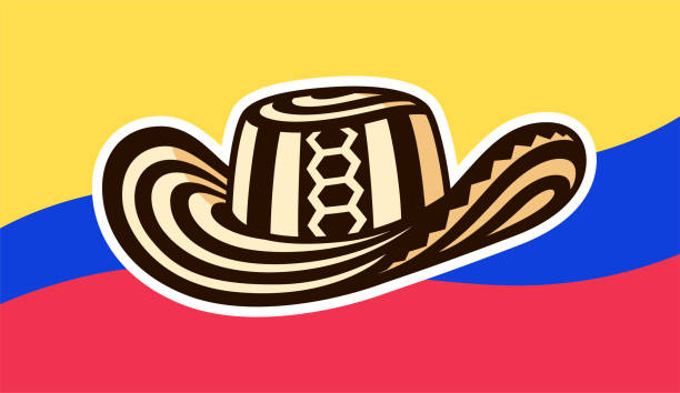 ilustraciones, imágenes clip art, dibujos animados e iconos de stock de sombrero vueltiao sombrero colombiano - trajes tipicos colombianos