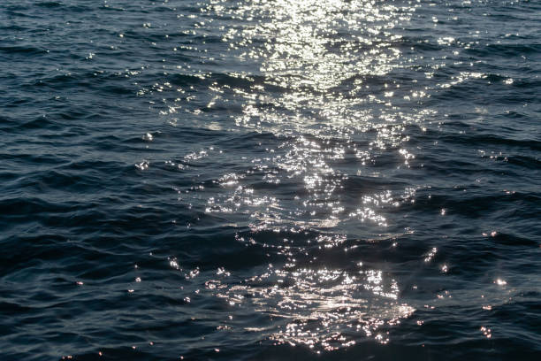 istock Blue sea with sunny glare on the surface 1300901600