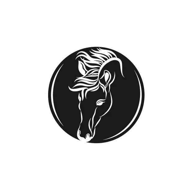 Vector illustration of Horse head graphic logo template, vector illustration on white background stock illustration