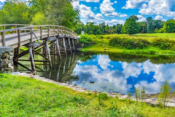 istock Old North Bridge Concord River Minute Man Statue Concord Massachusetts 1300901767