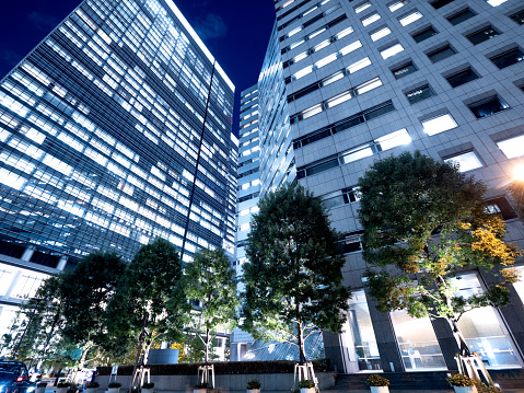 Office building district in Otemachi. Taken in Chiyoda-ku, Tokyo in November 2020.