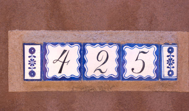 istock Blue and White Ceramic Number 425 Street Address Tiles 1300919227