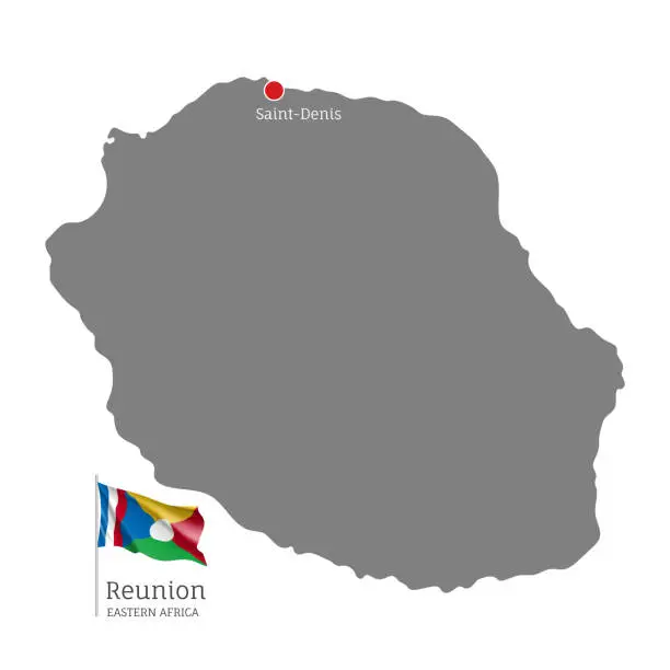 Vector illustration of Silhouette of Reunion country map