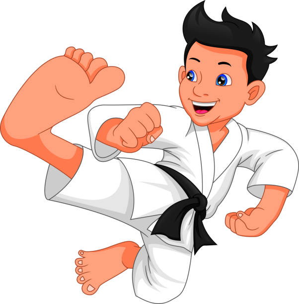 karate boy cartoon vector illustration of karate boy cartoon isolated on white background martial arts stock illustrations