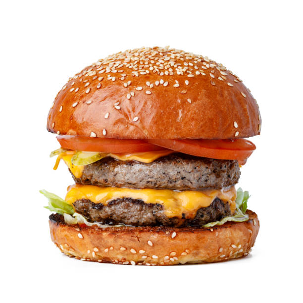 istock Delicious fresh burger isolated on white background 1300942353