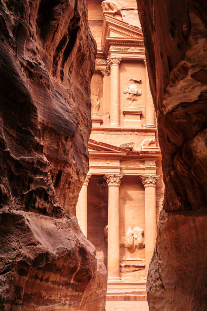 The Siq with El-Khazneh (toned black and white)