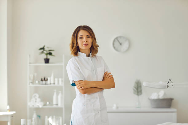 Cosmetologist doctor dermatologist in a beauty clinic. stock photo