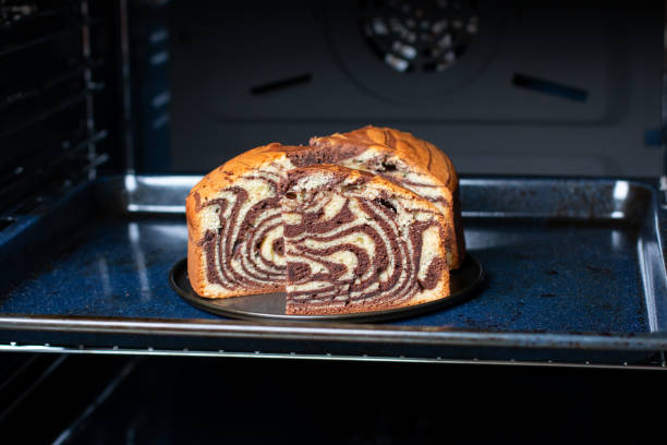 istock Homemade chocolate cake Zebra in the oven. 1300949188