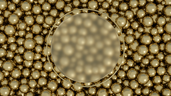 3d rendering of Abstract large group of Sphere Background with Glass Frame.