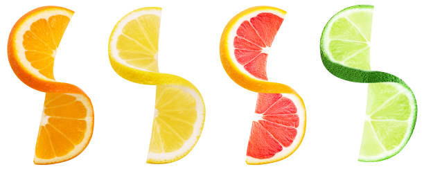 Orange, lemon, grapefruit, and lime fruit twisted slice