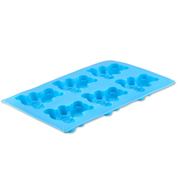 istock Blue silicone cupcake or muffin form isolated on white background. Cake cup, silicone mold, bakeware. 1300954451