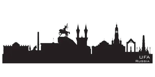 Vector illustration of Ufa Russia city skyline silhouette