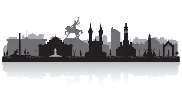 Vector illustration of Ufa Russia city skyline silhouette