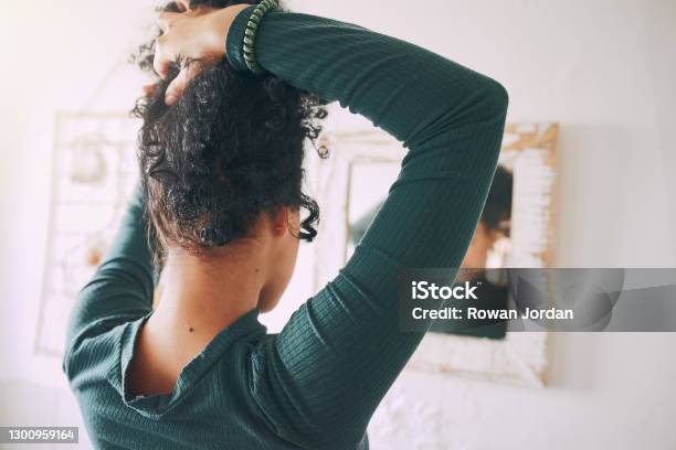 What Hairstyle Should I Rock Today Stock Photo - Download Image Now - Women, One Woman Only, Rear View