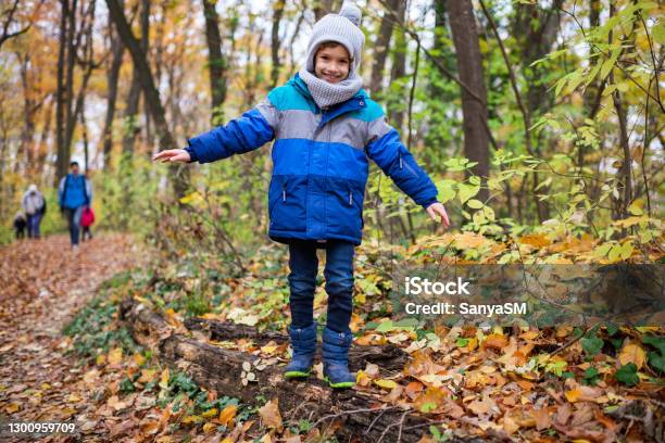 Beautiful Boy Exploring Nature Stock Photo - Download Image Now - Balance, Child, 6-7 Years