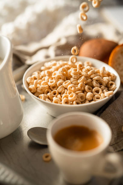 istock Breakfast in bed with cereal and espresso coffee 1300960932