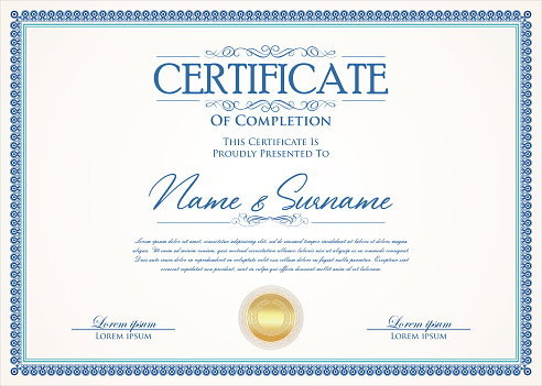 Certificate or diploma retro vintage design template